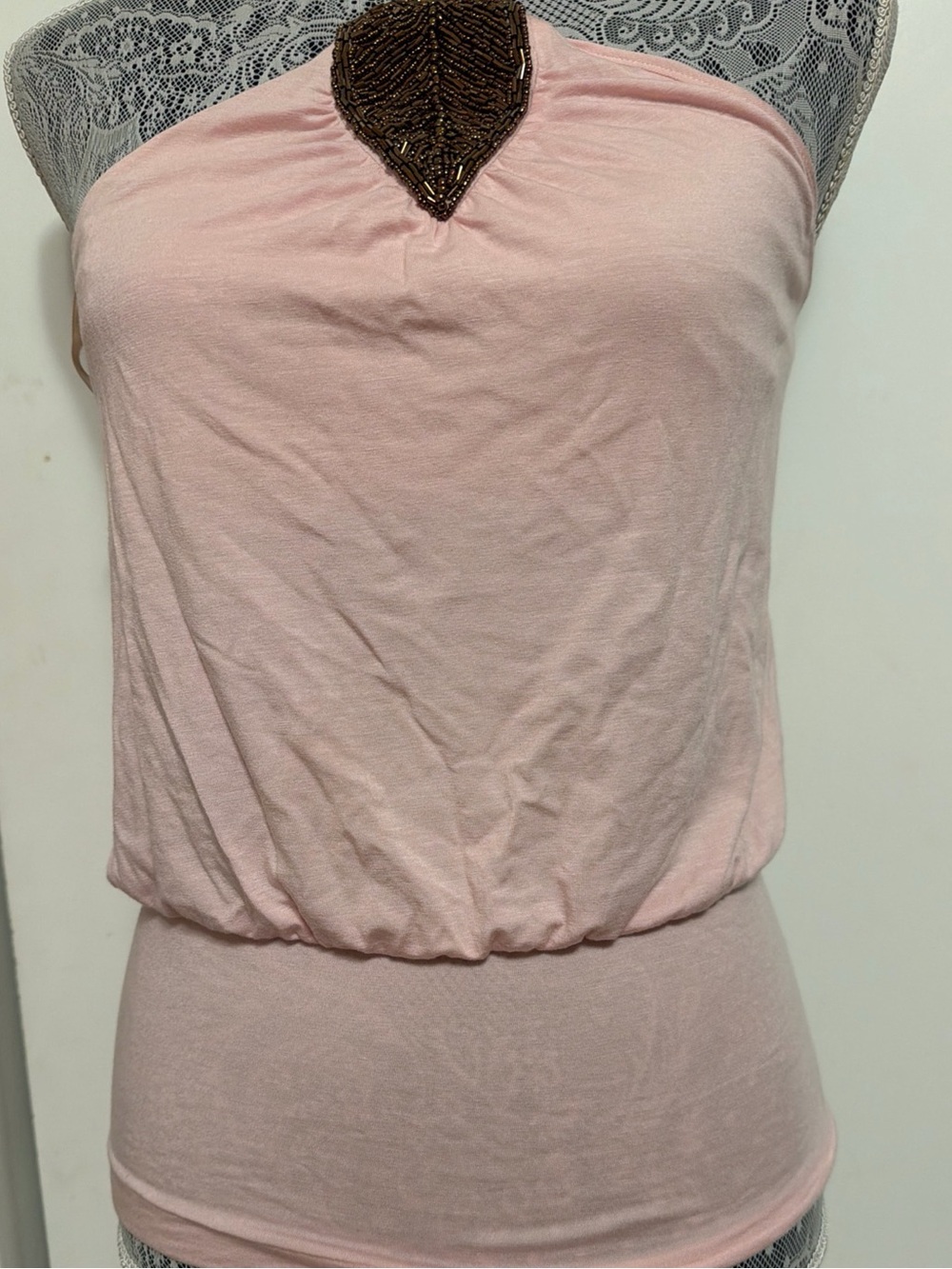 Banana Republic Pink Beaded Halter top